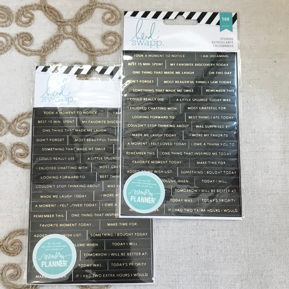 Set of Scrapbooking Heidi Swapp Stickers Memory Planner Line Phrases Black White